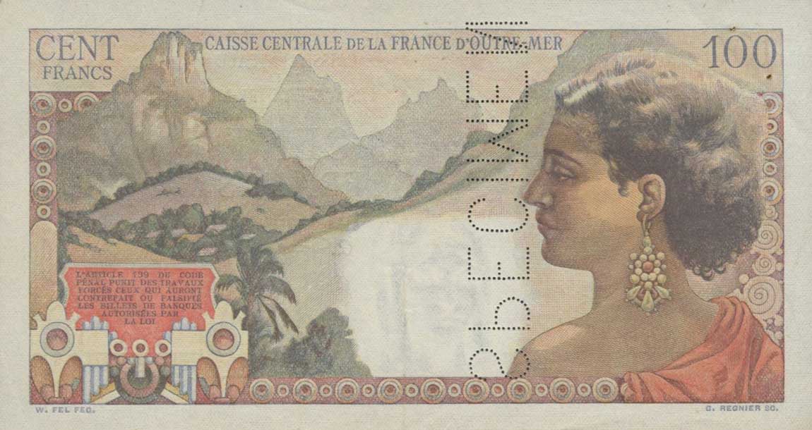 Back of French Equatorial Africa p24s: 100 Francs from 1947