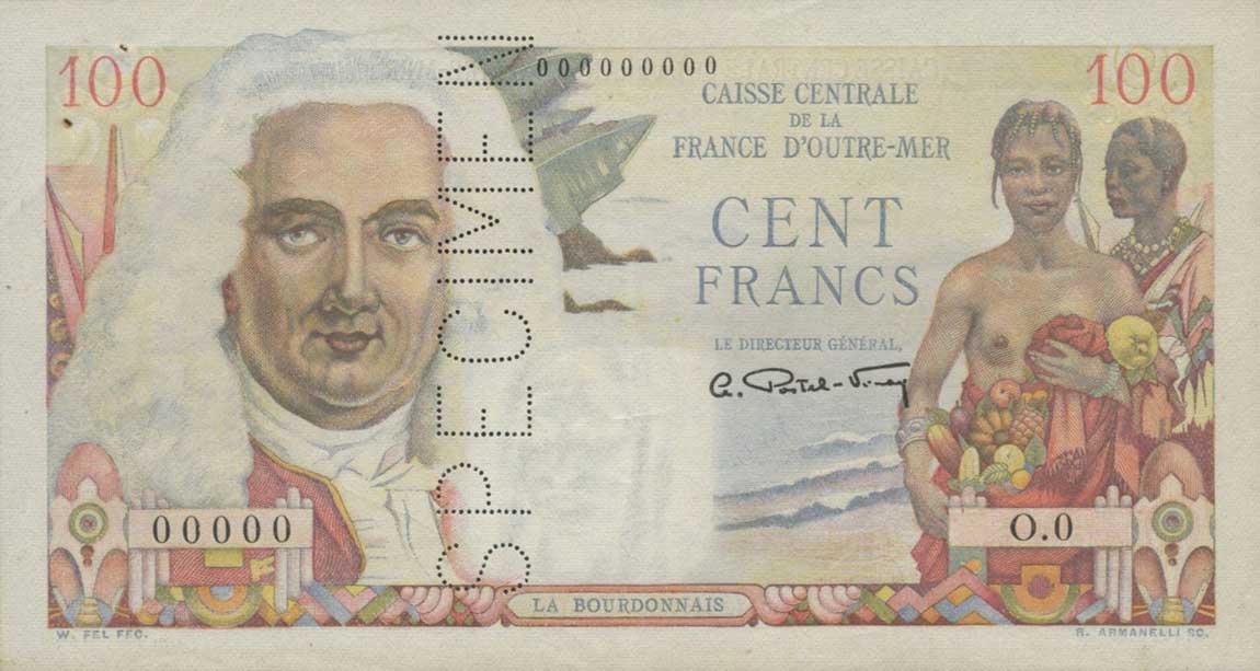 Front of French Equatorial Africa p24s: 100 Francs from 1947