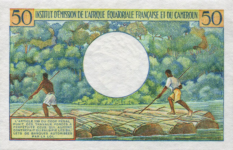 Back of French Equatorial Africa p31a: 50 Francs from 1957