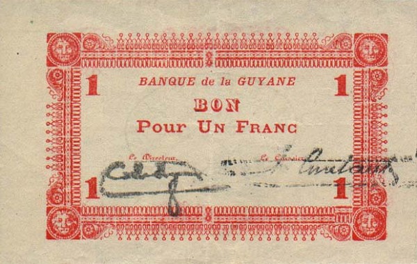 Front of French Guiana p11: 1 Franc from 1942
