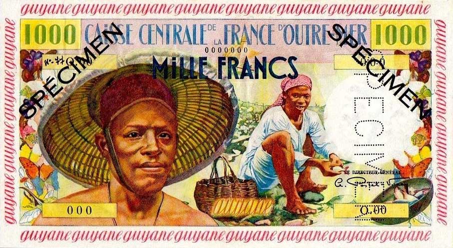 Front of French Guiana p27: 1000 Francs from 1960