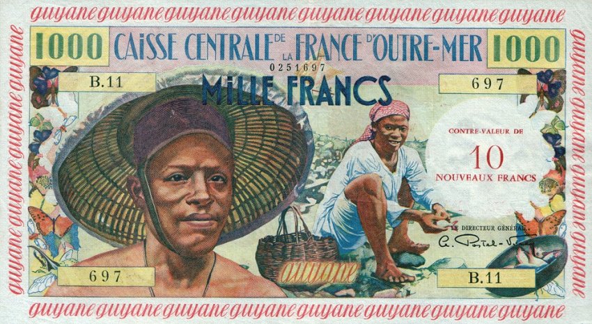 Front of French Guiana p31: 10 Nouveaux Francs from 1961