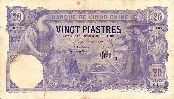 Front of French Indo-China p41: 20 Piastres from 1920
