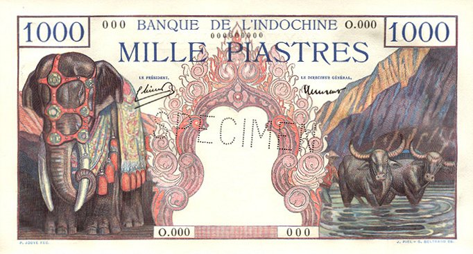 Front of French Indo-China p84s1: 1000 Piastres from 1951