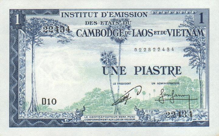 Front of French Indo-China p94: 1 Piastre from 1954