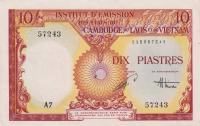 p107a from French Indo-China: 10 Piastres from 1953