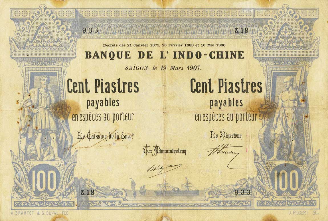 Front of French Indo-China p33: 100 Piastres from 1903