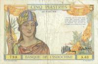 Gallery image for French Indo-China p53a: 5 Piastres