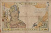 Gallery image for French Indo-China p55a: 5 Piastres