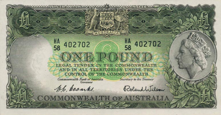 Front of Australia p30a: 1 Pound from 1953