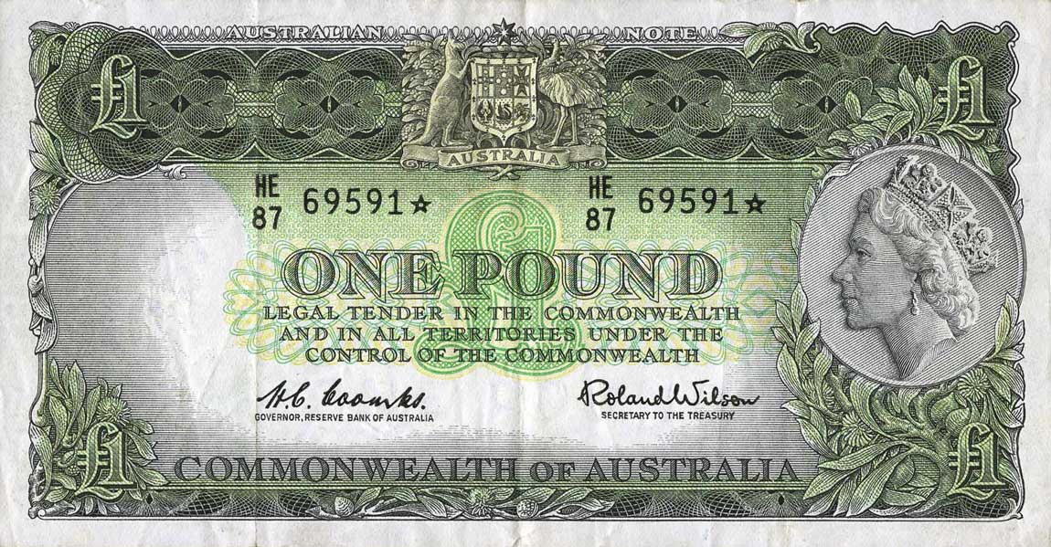 Front of Australia p30r: 1 Pound from 1953