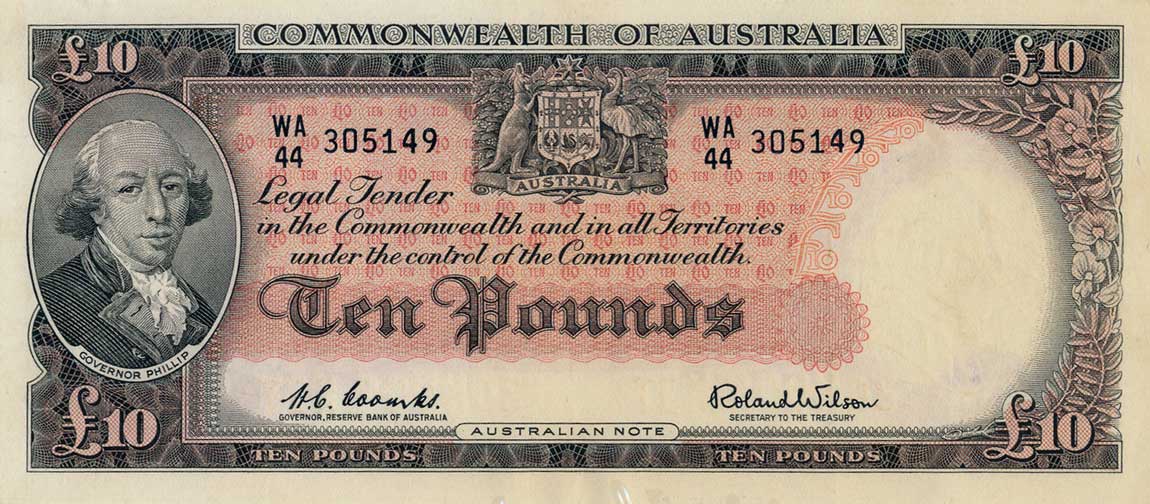 Front of Australia p36a: 10 Pounds from 1960