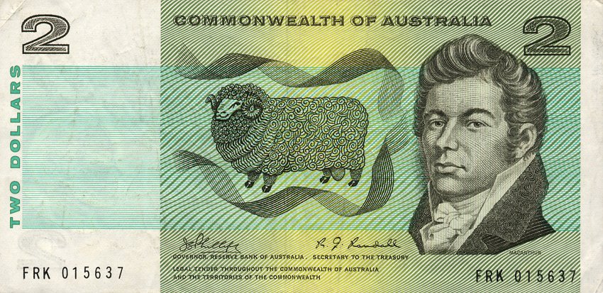 Front of Australia p38c: 2 Dollars from 1966