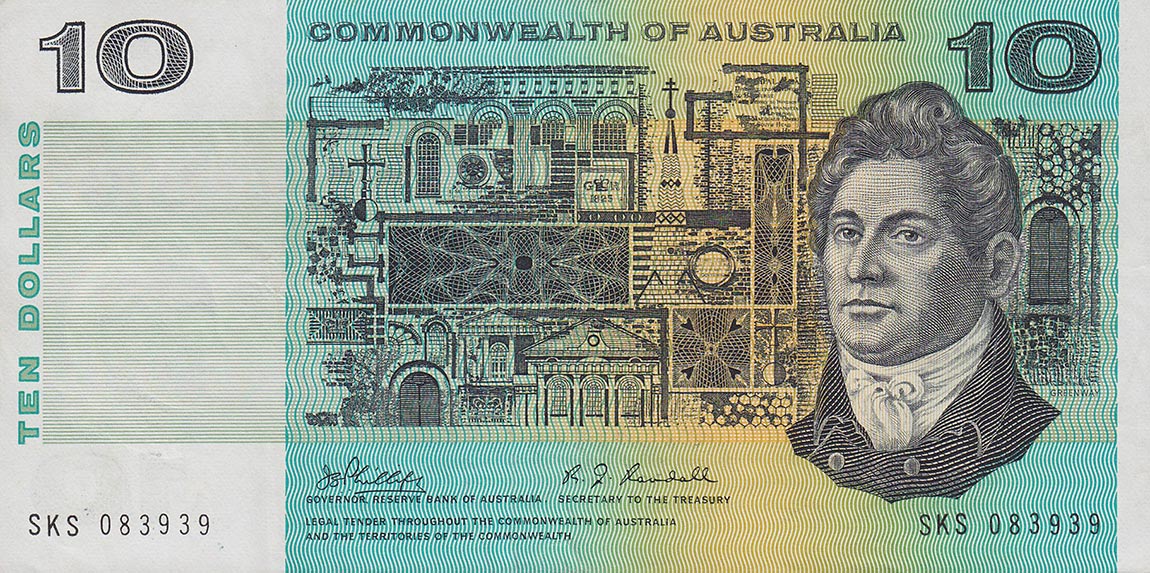 Front of Australia p40c: 10 Dollars from 1966