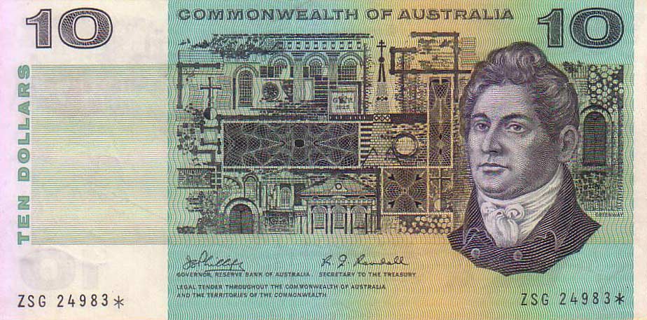Front of Australia p40cr: 10 Dollars from 1966