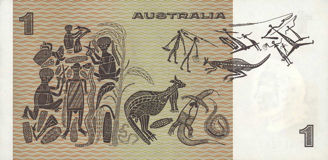 Back of Australia p42b1: 1 Dollar from 1974