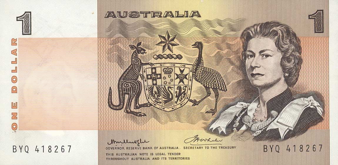 Front of Australia p42b1: 1 Dollar from 1974