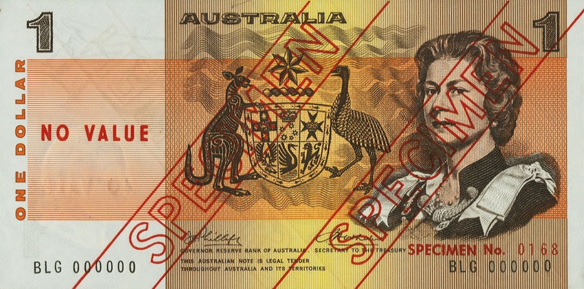 Front of Australia p42s1: 1 Dollar from 1974