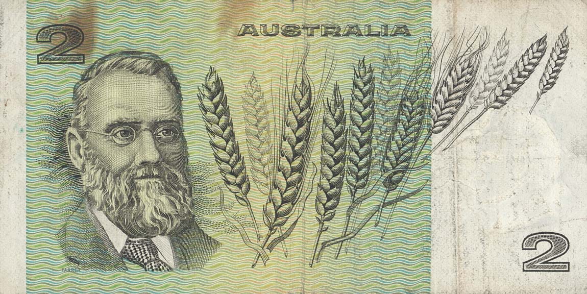 Back of Australia p43a: 2 Dollars from 1974