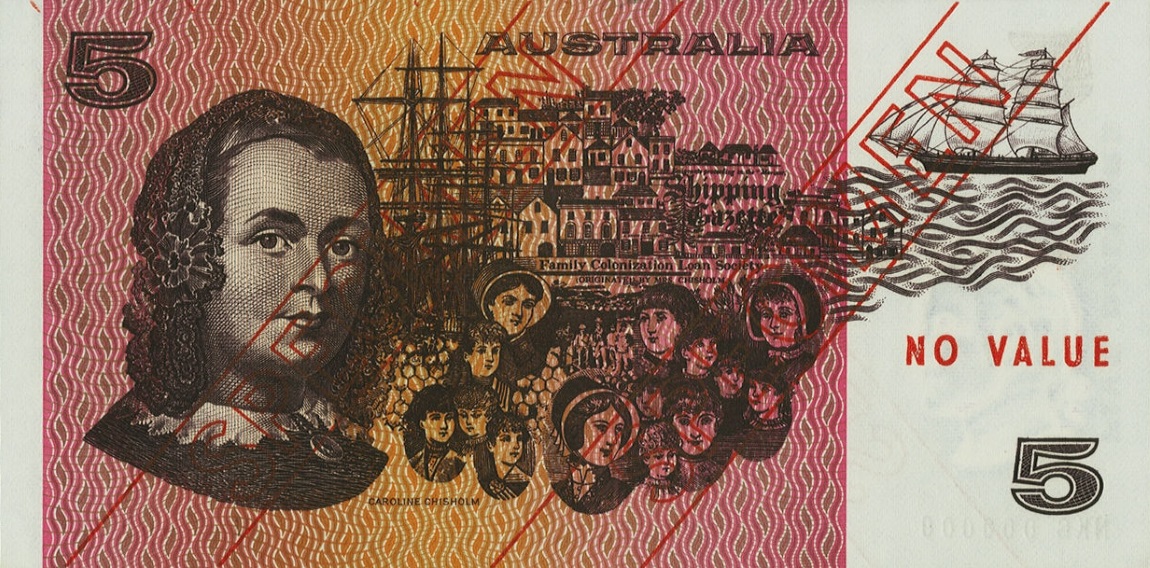 Back of Australia p44s1: 5 Dollars from 1974