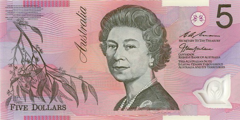 Front of Australia p51c: 5 Dollars from 1995
