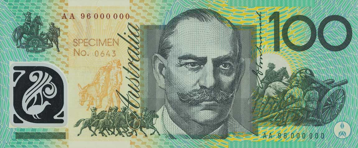 Back of Australia p55s: 100 Dollars from 1996