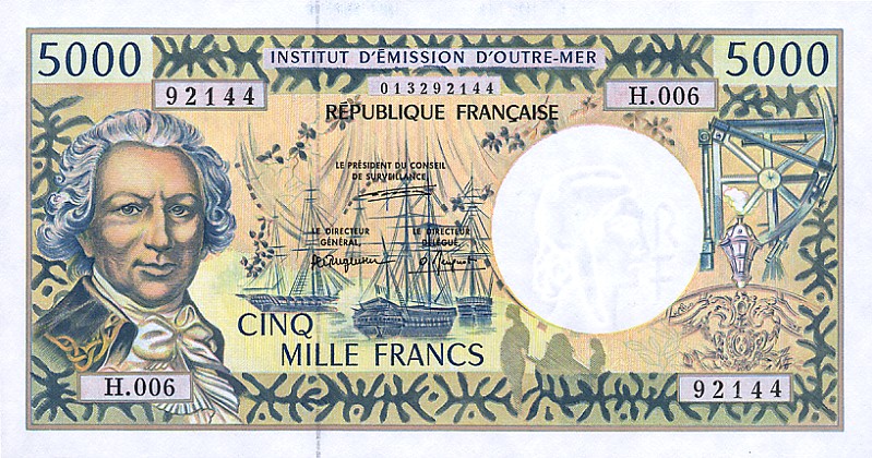 Front of French Pacific Territories p3a: 5000 Francs from 1996