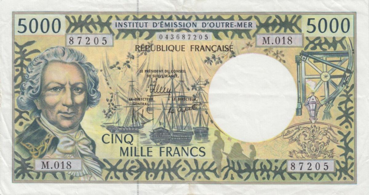Front of French Pacific Territories p3j: 5000 Francs from 1996