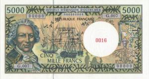 Gallery image for French Pacific Territories p3s: 5000 Francs
