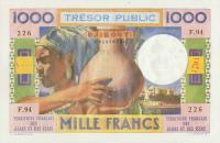 p28a from French Somaliland: 1000 Francs from 1952