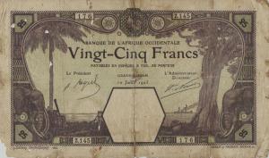 p6D from French West Africa: 25 Francs from 1923