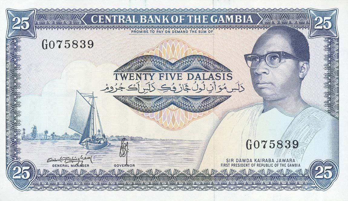 Front of Gambia p11c: 25 Dalasis from 1987