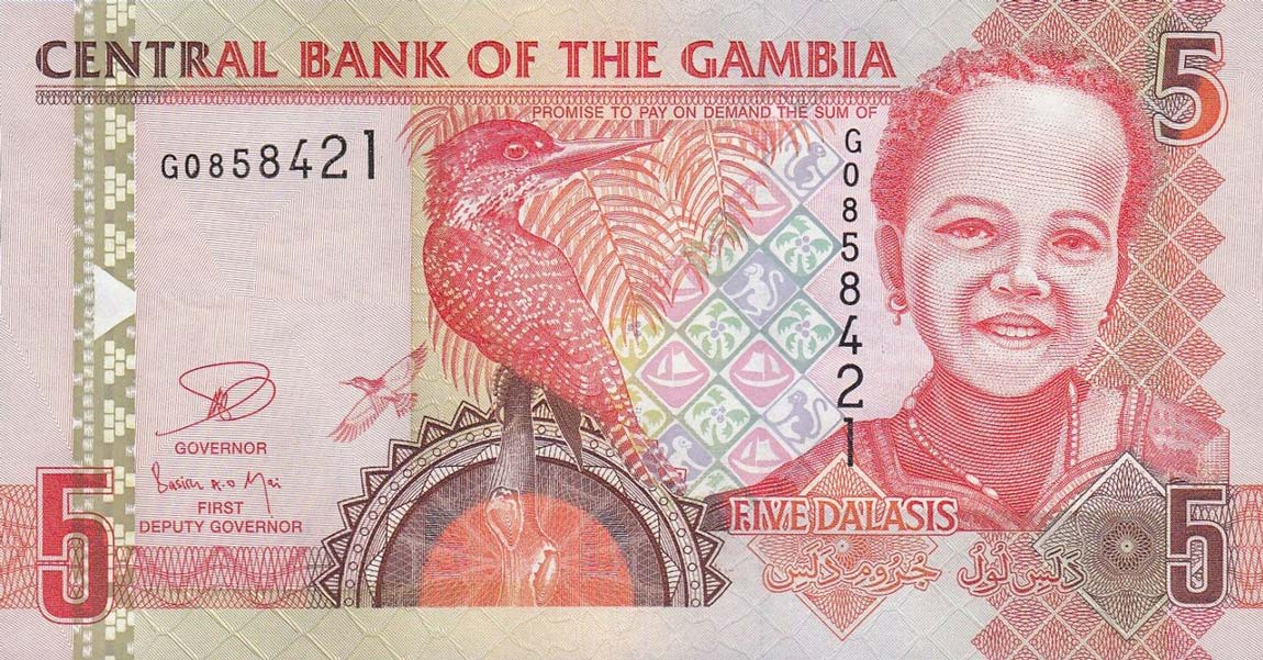 Front of Gambia p25c: 5 Dalasis from 2006