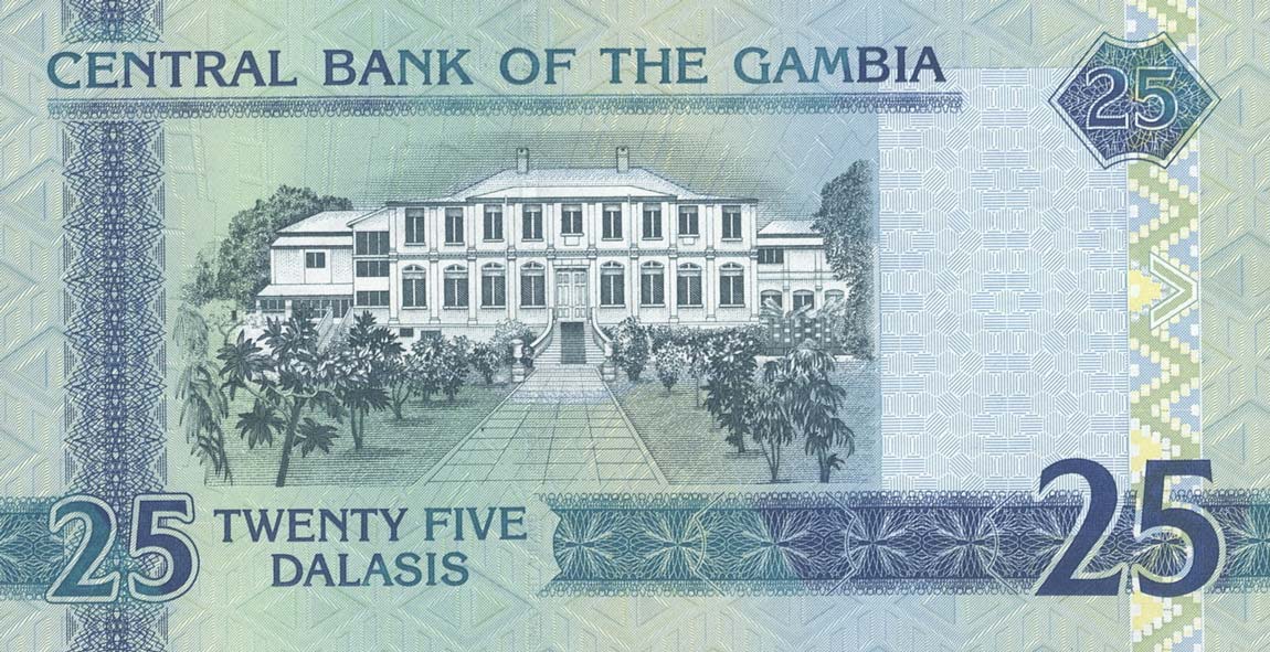 Back of Gambia p27b: 25 Dalasis from 2006