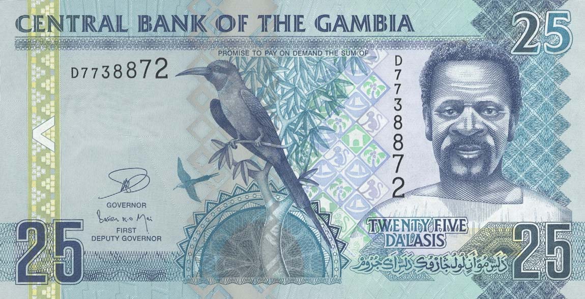 Front of Gambia p27b: 25 Dalasis from 2006