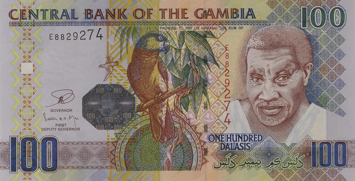Front of Gambia p29c: 100 Dalasis from 2006