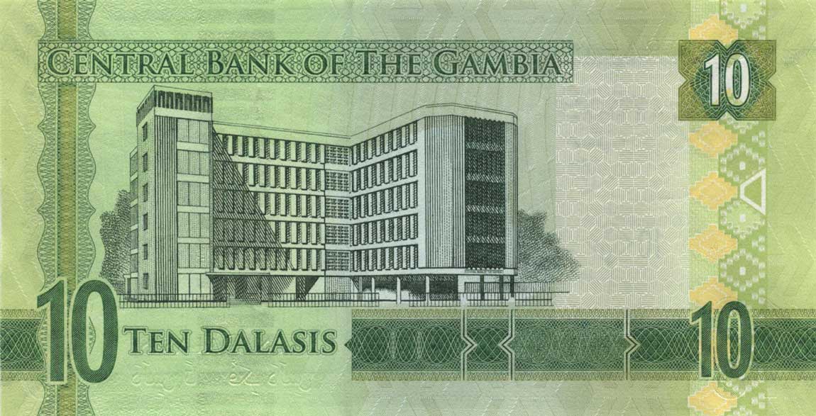 Back of Gambia p32: 10 Dalasis from 2015