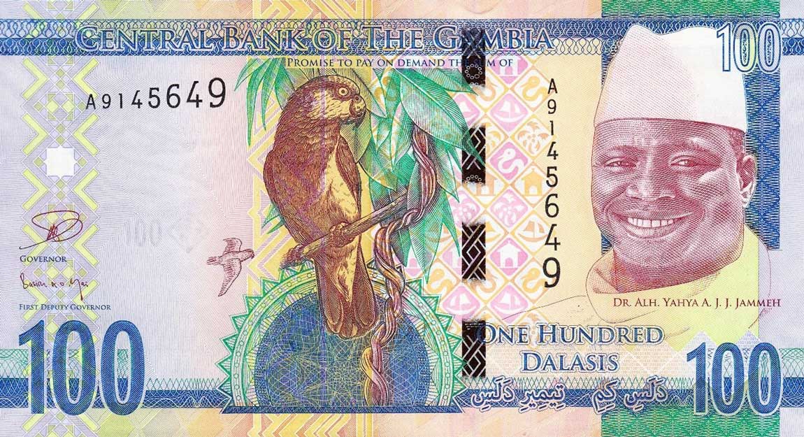 Front of Gambia p35: 100 Dalasis from 2015