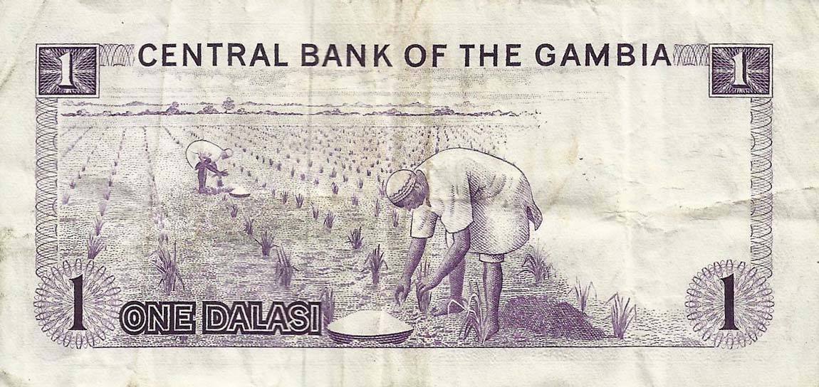 Back of Gambia p4a: 1 Dalasi from 1971