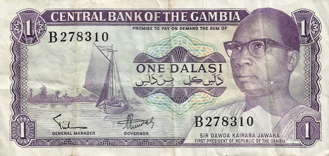 Front of Gambia p4a: 1 Dalasi from 1971