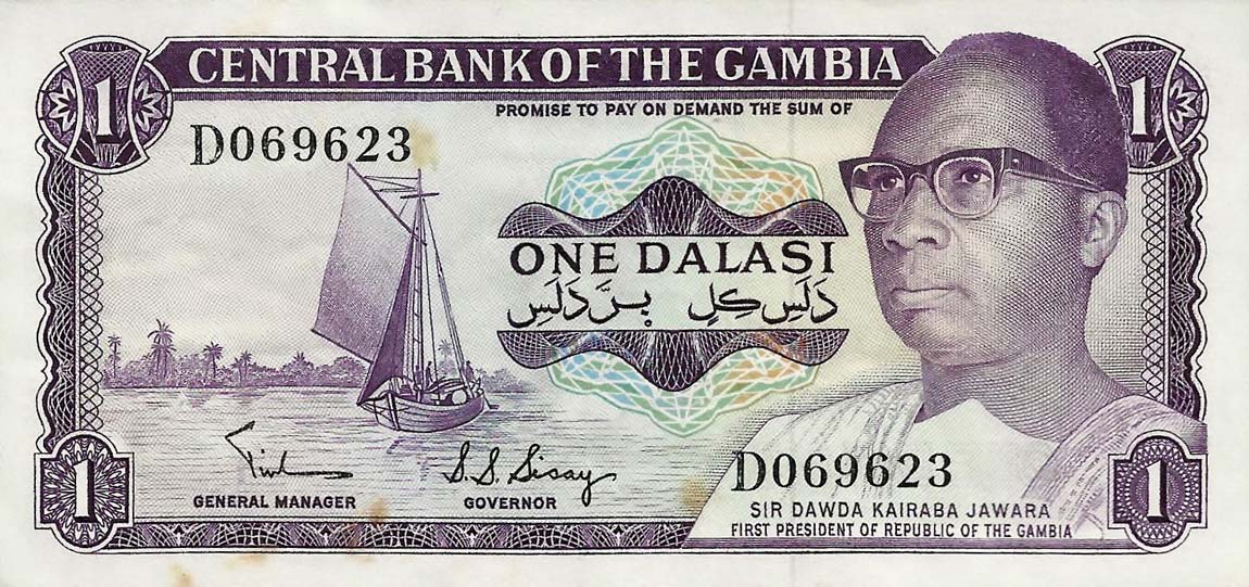 Front of Gambia p4b: 1 Dalasi from 1971