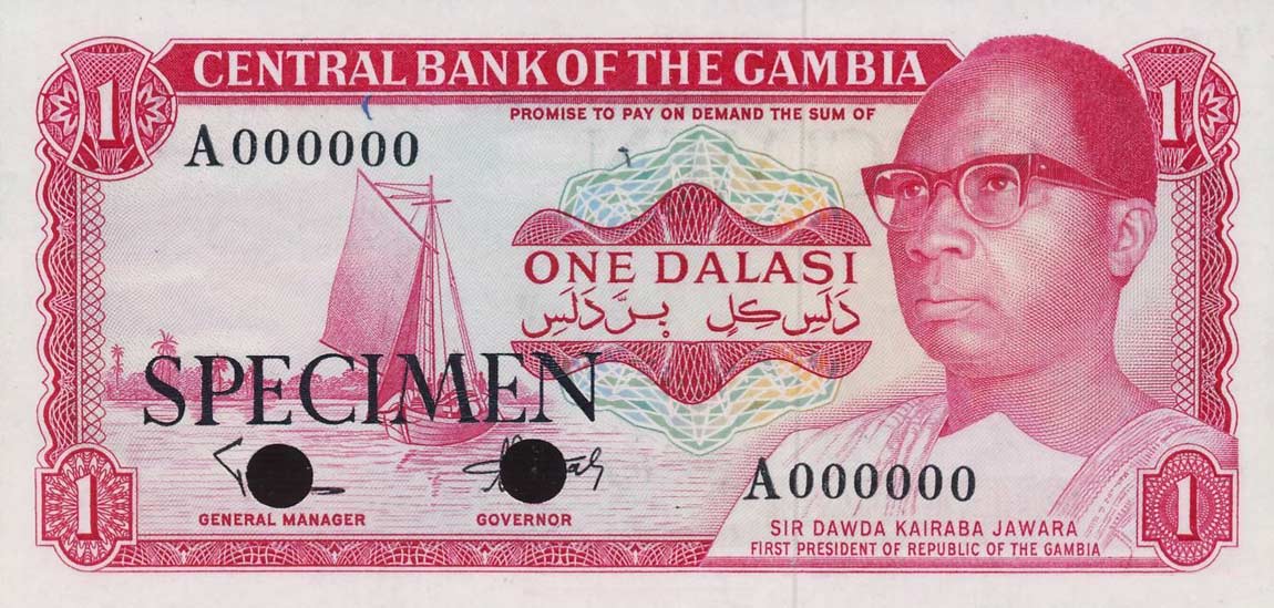 Front of Gambia p4ct: 1 Dalasi from 1971