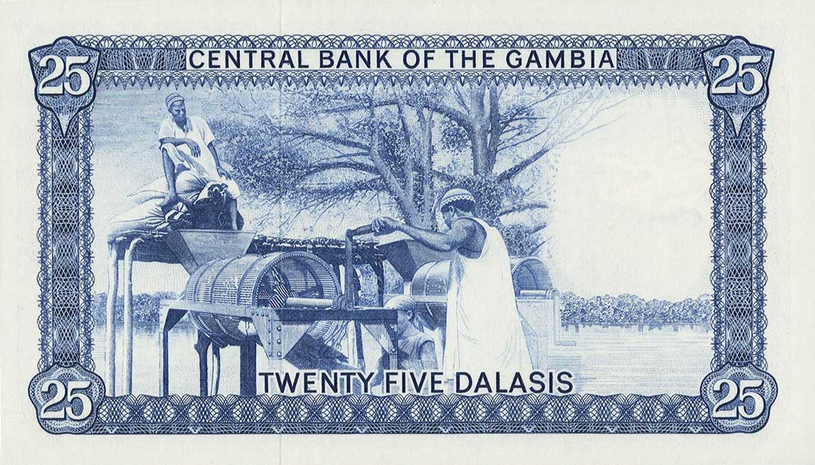 Back of Gambia p7a: 25 Dalasis from 1972