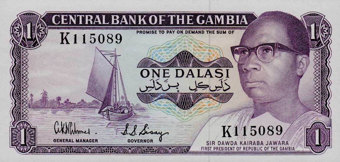 Front of Gambia p8a: 1 Dalasi from 1978