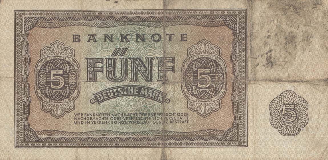 Back of German Democratic Republic p11a: 5 Deutsche Mark from 1948