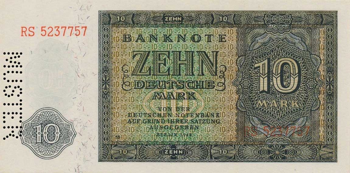 Front of German Democratic Republic p12s: 10 Deutsche Mark from 1948