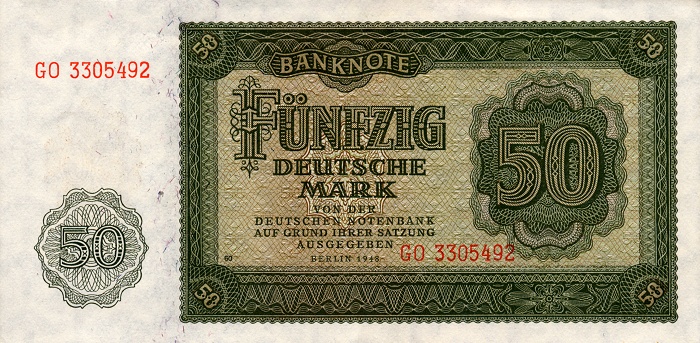 Front of German Democratic Republic p14b: 50 Deutsche Mark from 1948