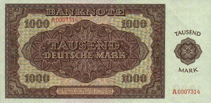 Back of German Democratic Republic p16a: 1000 Deutsche Mark from 1948