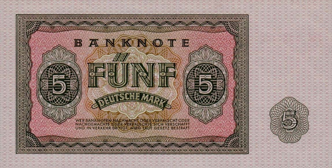Back of German Democratic Republic p17a: 5 Deutsche Mark from 1955