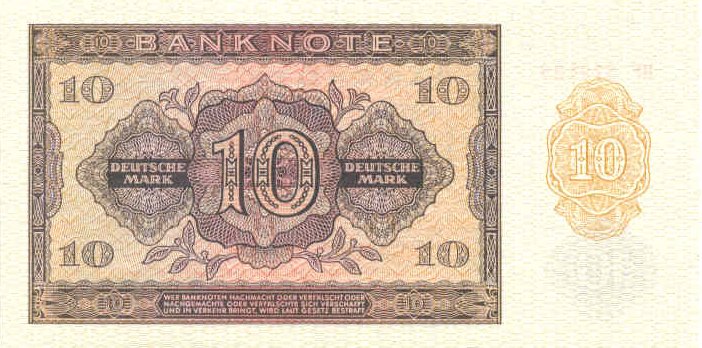 Back of German Democratic Republic p18a: 10 Deutsche Mark from 1955
